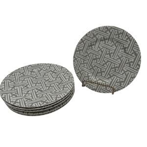 Vintage Fitz & Floyd Salad Plates in Oriental Geometric Gray Set of 6